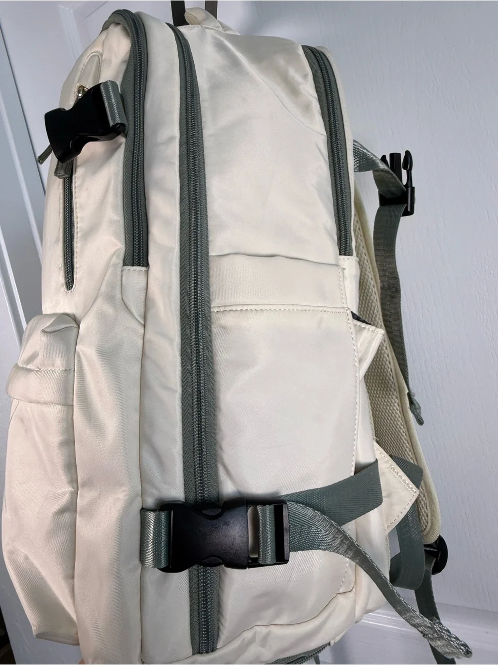 Beige Travel Backpack - Water-Resistant Laptop Bag